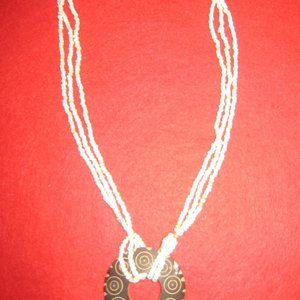 Macy's Ivory Beaded Long Circle Pendant